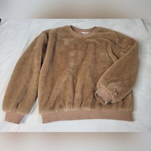 Philosophy Brown Faux Fur Crewneck Sweatshirt. Ladies Large